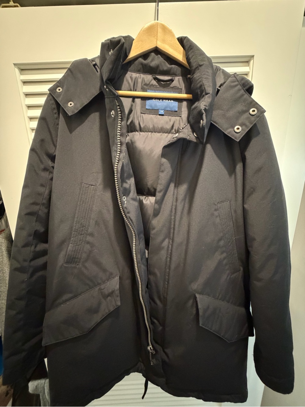 Cole Haan Men's Black Hooded Parka Jacket
